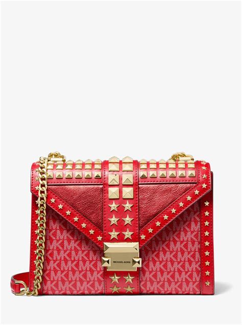 michael kors whitney red bag|michaelkhorsbeigecolorleatherquiltedlookchainandleatherstrap.